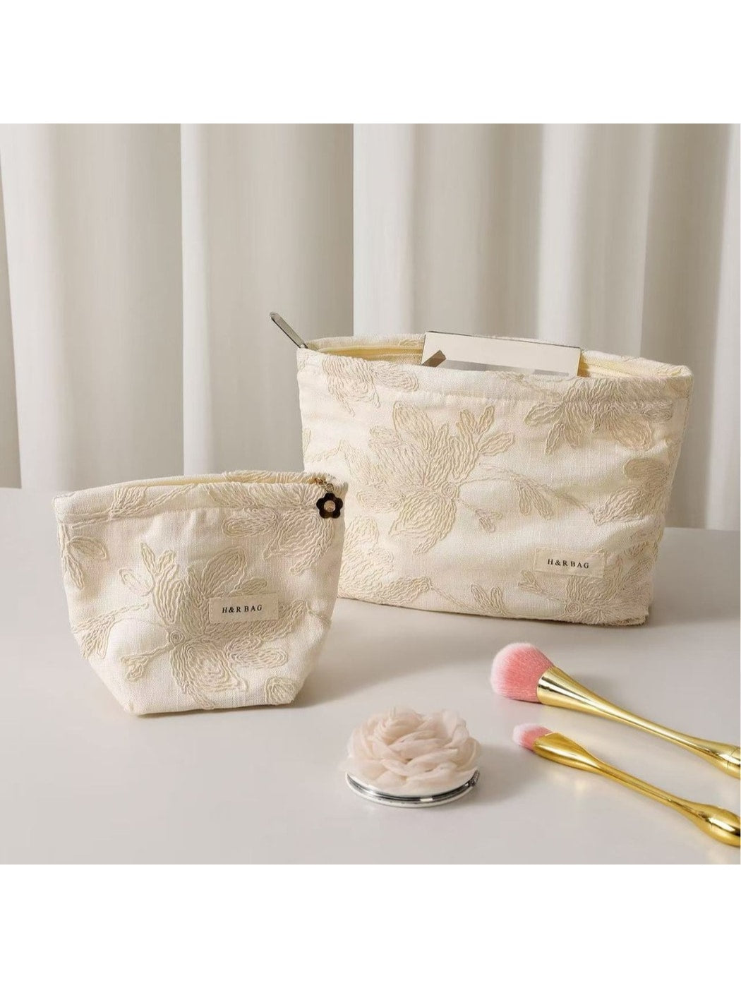 Cosbai - Floral Embossed Clutch Style Makeup Pouch