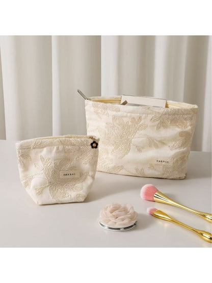 Cosbai - Floral Embossed Clutch Style Makeup Pouch