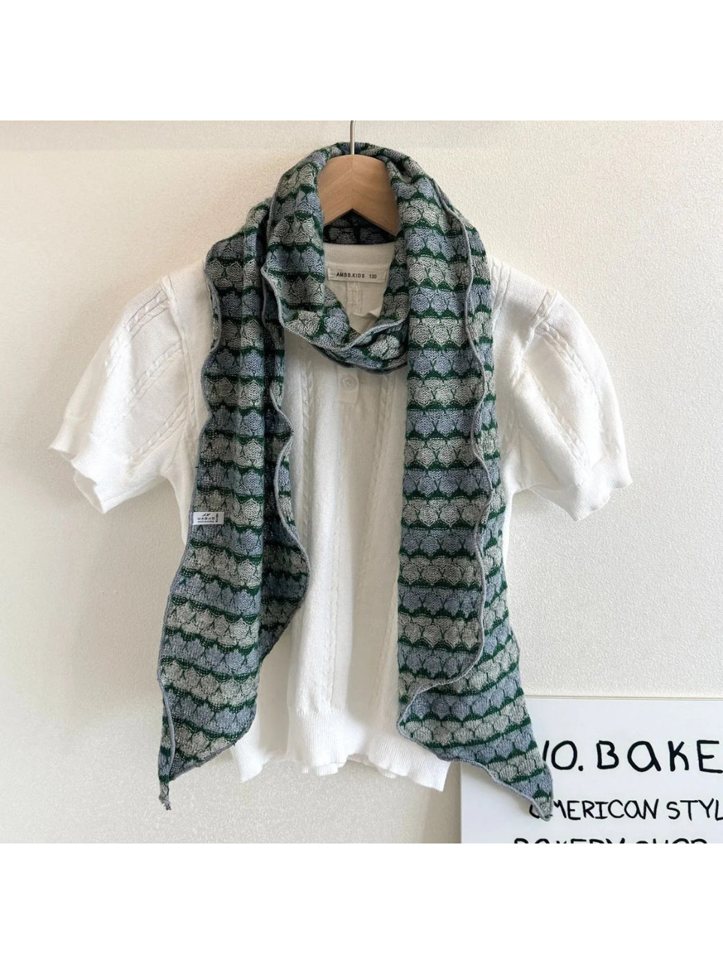 Scarvii - Geometric Striped Knit Narrow Scarf