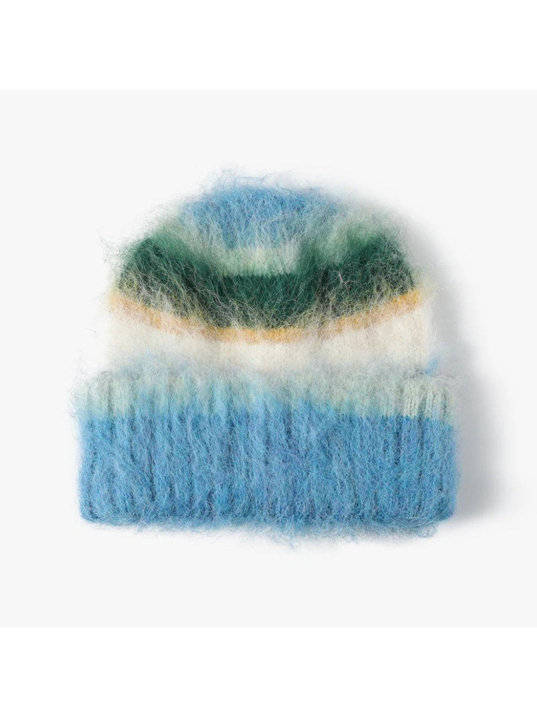 Haila - Fuzzy Multicolor Striped Cuffed Beanie