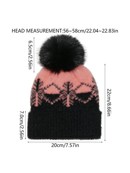 Haila Snowflake Knit Pom Pom Beanie