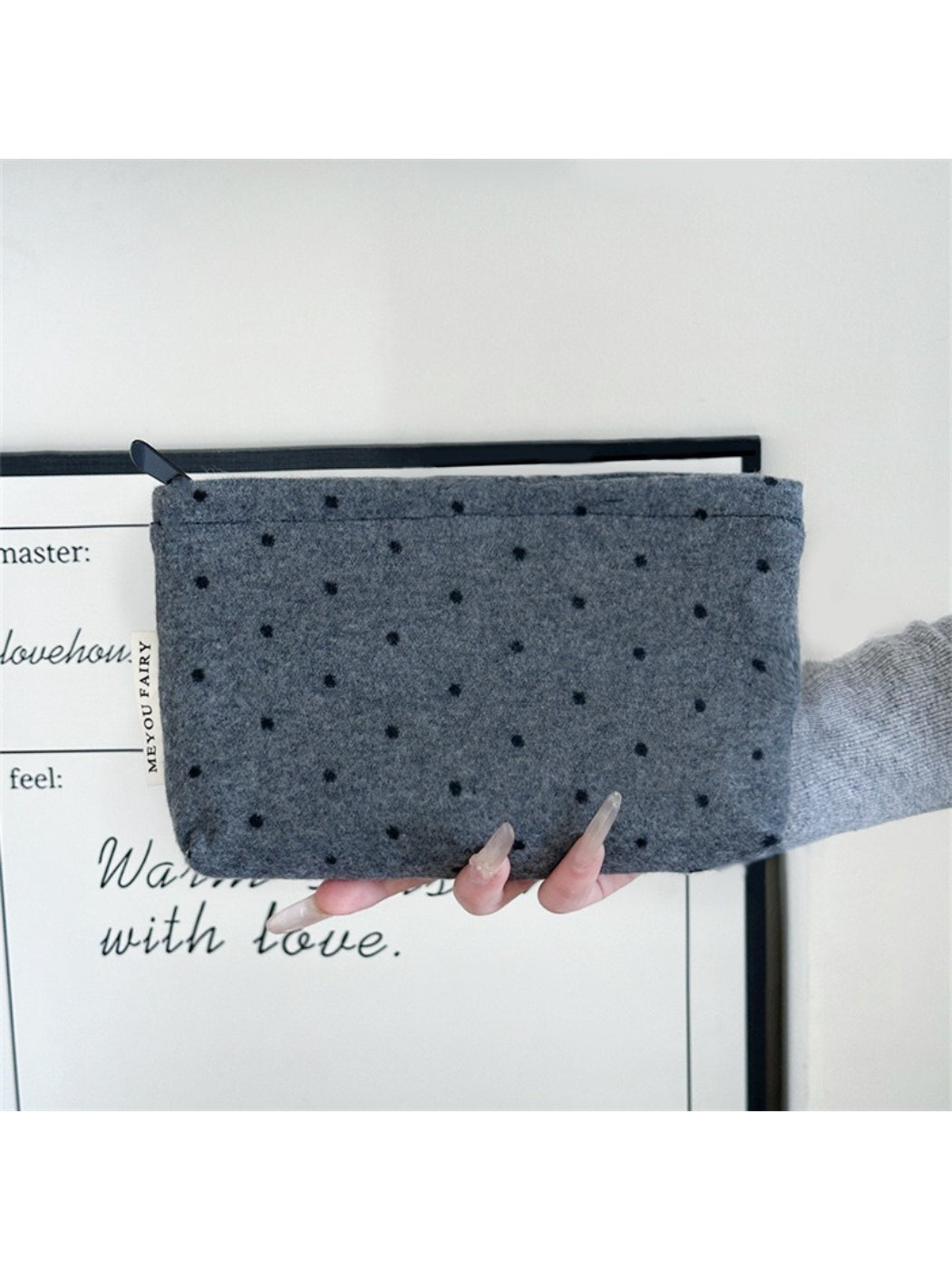 Cosbai - Polka Dot Felt Cosmetic Pouch