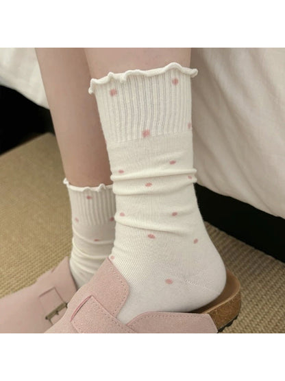 Rufia - Ruffle Cuff Polka Dot Ankle Socks