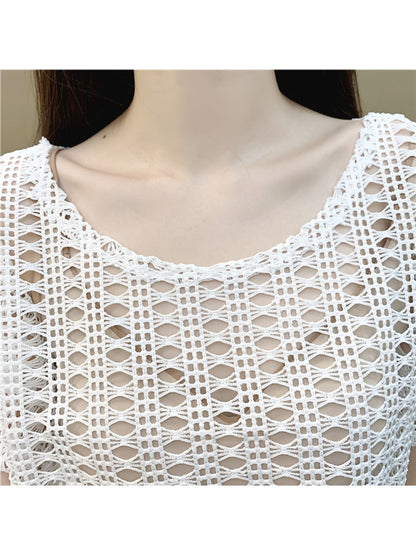 Crosa - Solid Color Openwork Cover Up