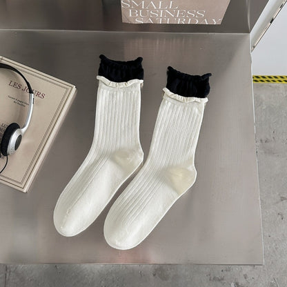 Rufia - Colorblock Rolled Cuff Mid-Calf Socks