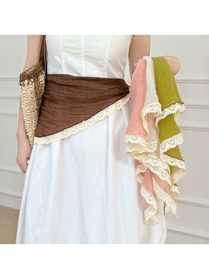 Scarvii - Lace Trim Plain Triangle Bandana