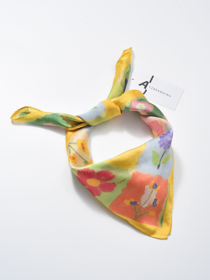 Scarvii - Romantic Floral Panel Border Print Scarf