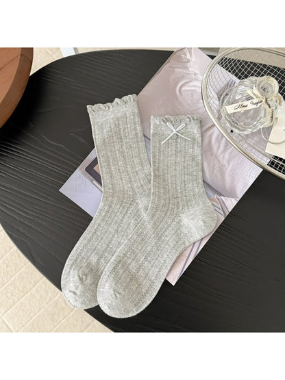 Rufia - Minimal Bow Knit Crew Socks product image 5
