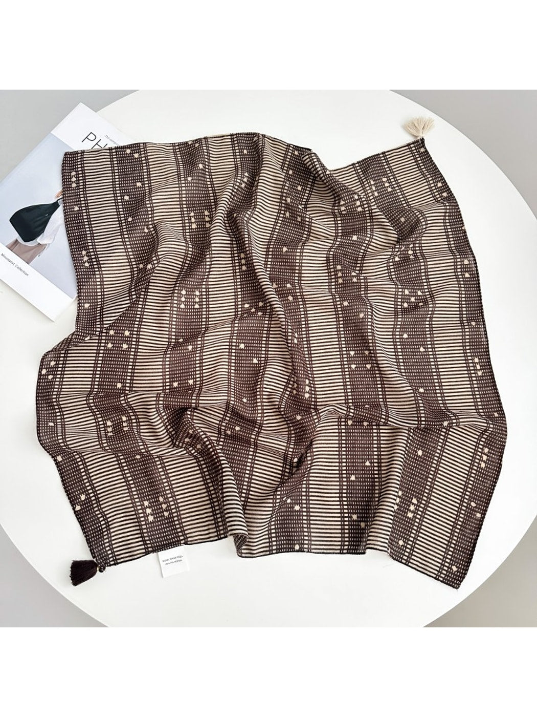 Scarvii - Striped and Dot Pattern Square Scarf