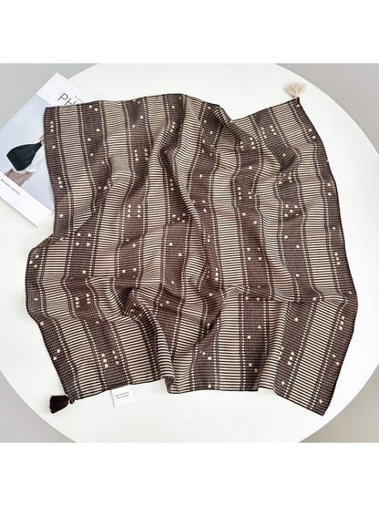 Scarvii - Striped and Dot Pattern Square Scarf