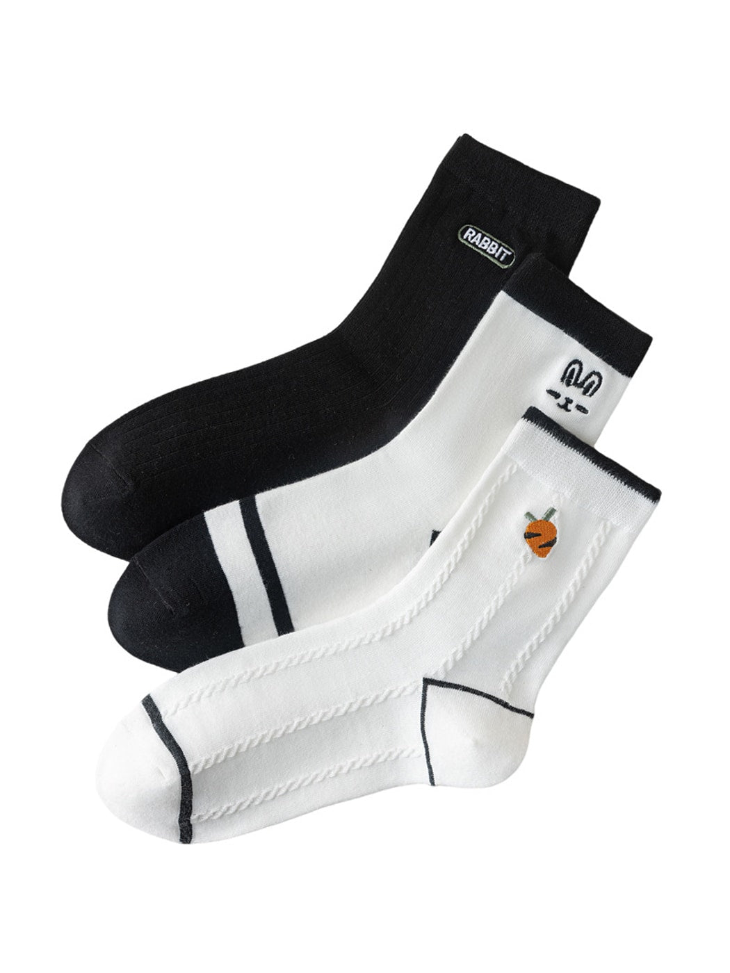 Rufia - Rabbit Theme Embroidered Casual Crew Socks