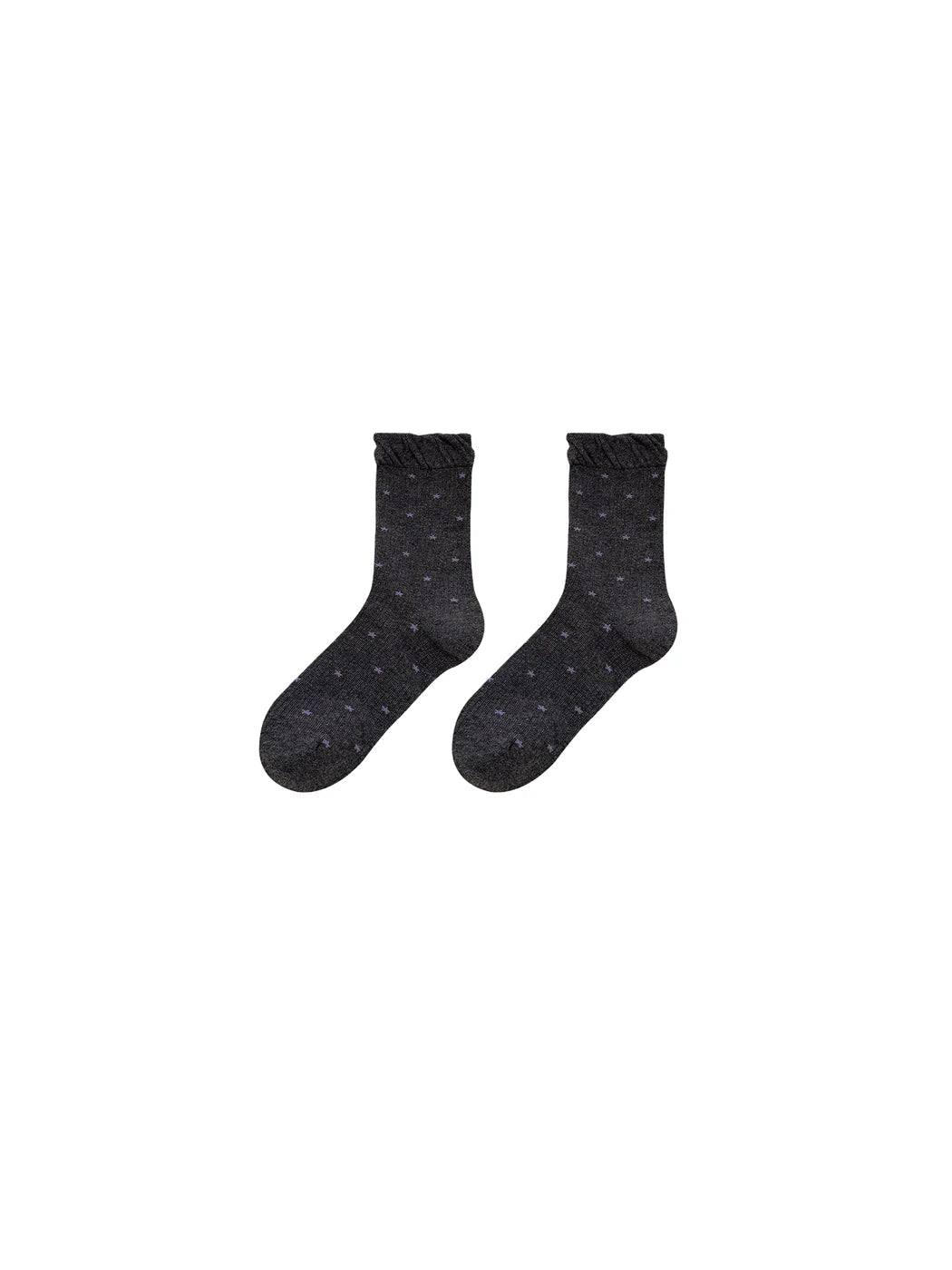 Rufia - Ribbed Knit Snowflake Pattern Crew Socks