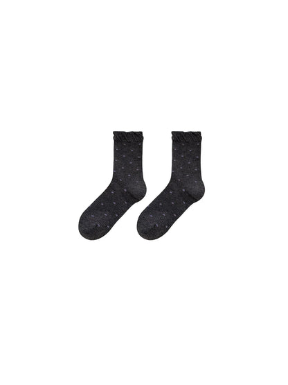 Rufia - Ribbed Knit Snowflake Pattern Crew Socks