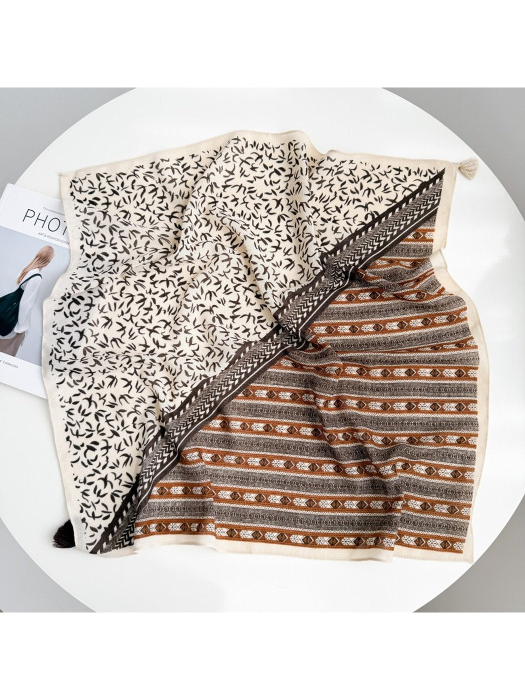 Scarvii - Colorblock Patchwork Pattern Square Scarf
