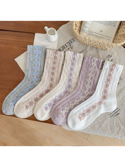 Rufia - Pastel Diamond Pattern Crew Socks product image 1