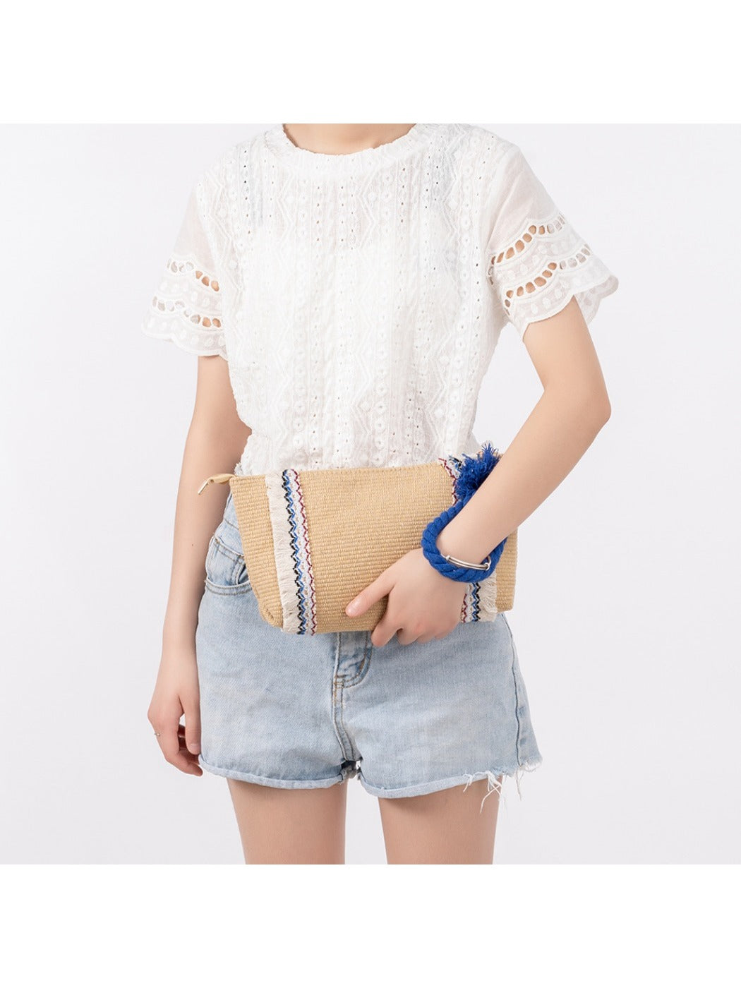 Cosbai - Brown Minimalist Woven Clutch Bag - Boho & Chic
