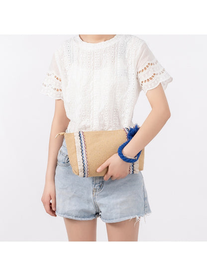 Cosbai - Brown Minimalist Woven Clutch Bag - Boho & Chic