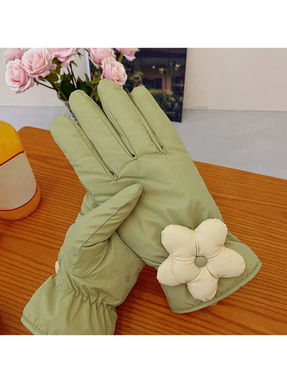 Gloving - Floral Accent Padded Winter Gloves