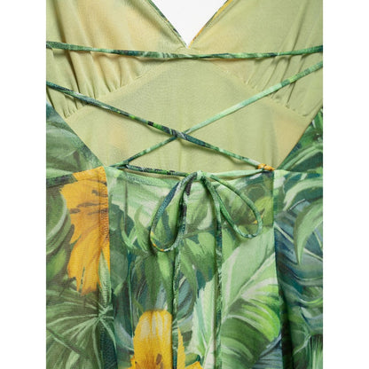 Troposa - Backless Mini Dress - Floral & Leopard & Leaf