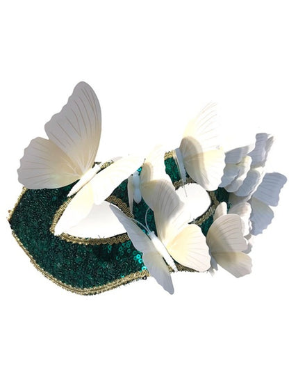 Bauai - Dramatic Delicate Green Butterfly Half-Face Mask