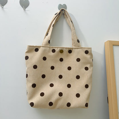 Cosbai - Corduroy Polka Dot Small Handbag