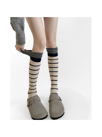 Rufia - Color Block Striped Mid-Calf Socks
