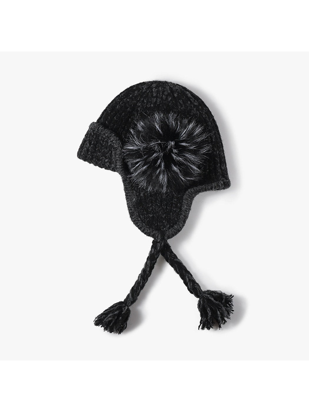 Haila - Braided Pom Earflap Knit Balaclava Hat