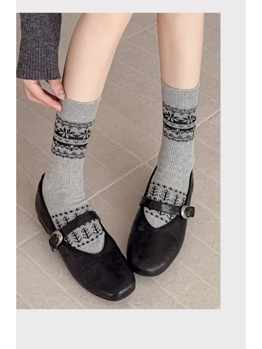 Rufia - Nordic Fairisle Pattern Crew Socks