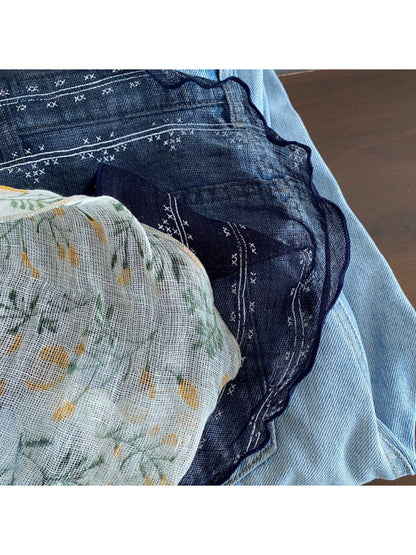 Scarvii Classic Navy Patterned Headscarf