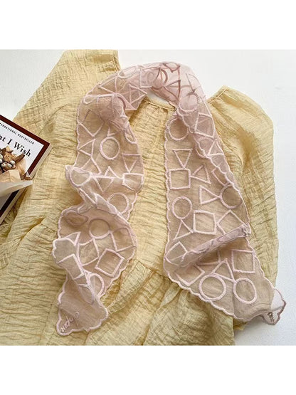 Scarvii - Embroidered Geometric Lace Scarf