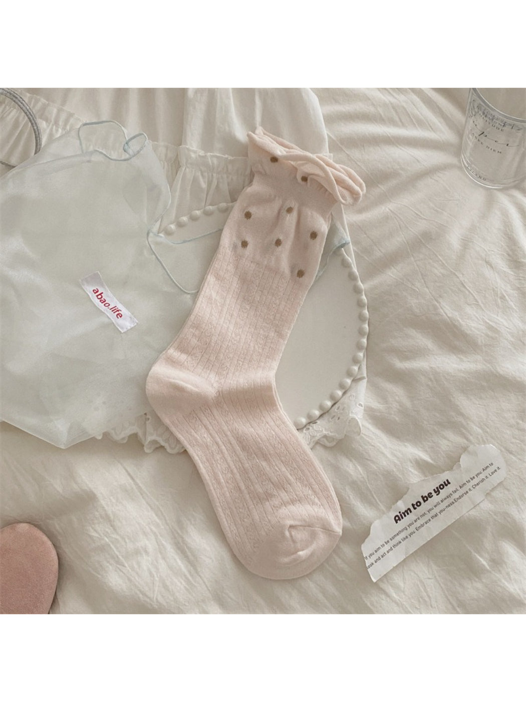 Rufia - Dotted Rib Knit Crew Socks