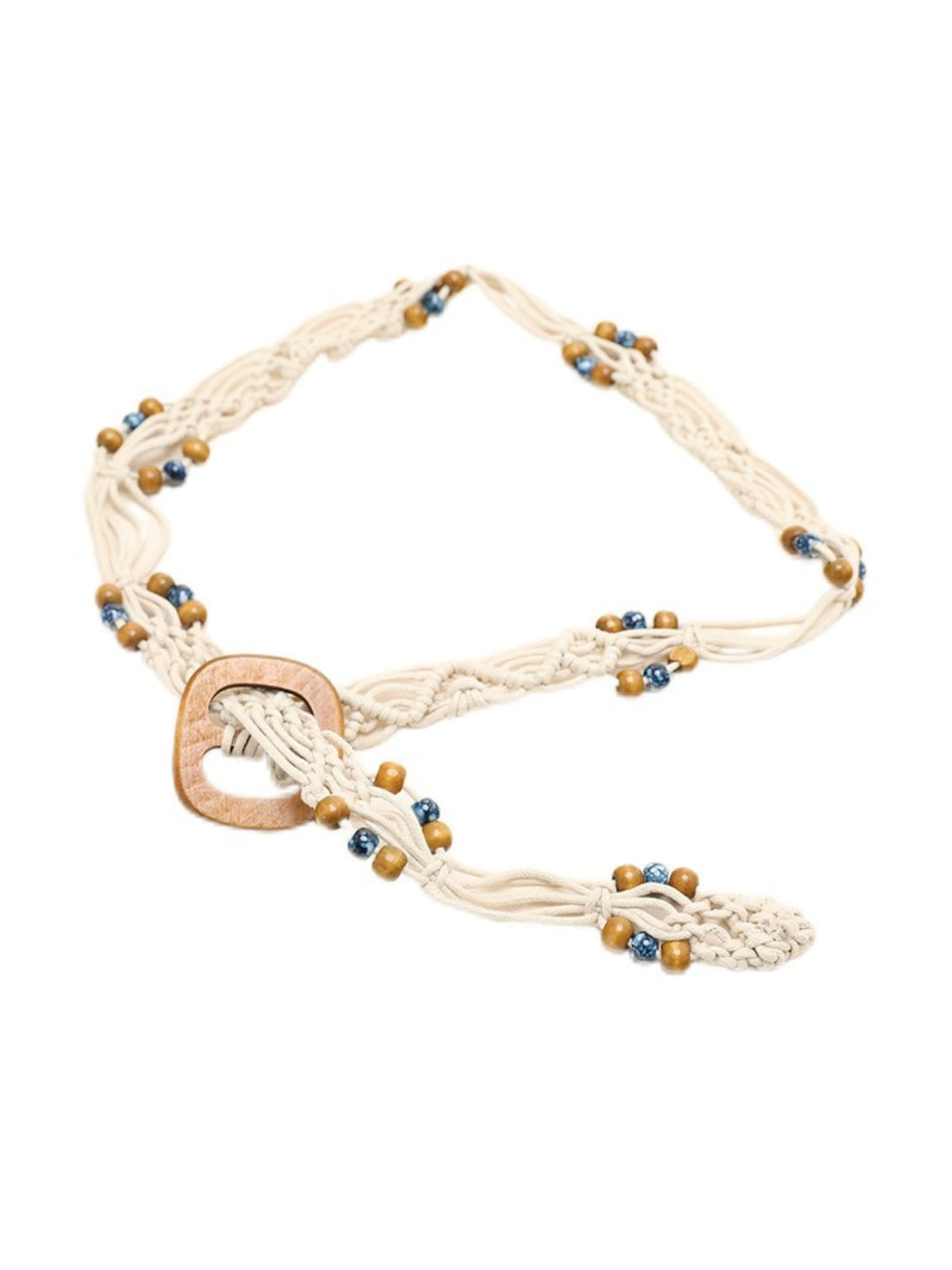 Side view of Beco belt highlighting the square buckle and braided design