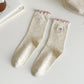 Rufia - Embroidered Bow Mid-Calf Socks