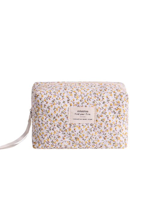 Cosbai - Quilted Floral Cosmetic Bag