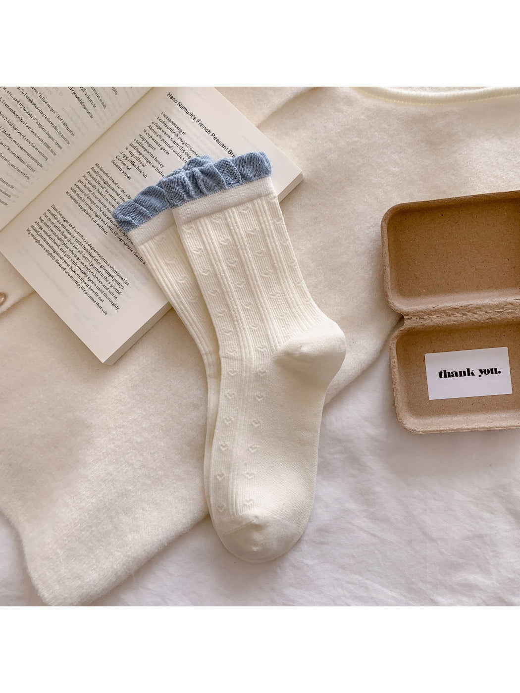 Rufia - Textured Ruffle Cuff Crew Socks product image 5