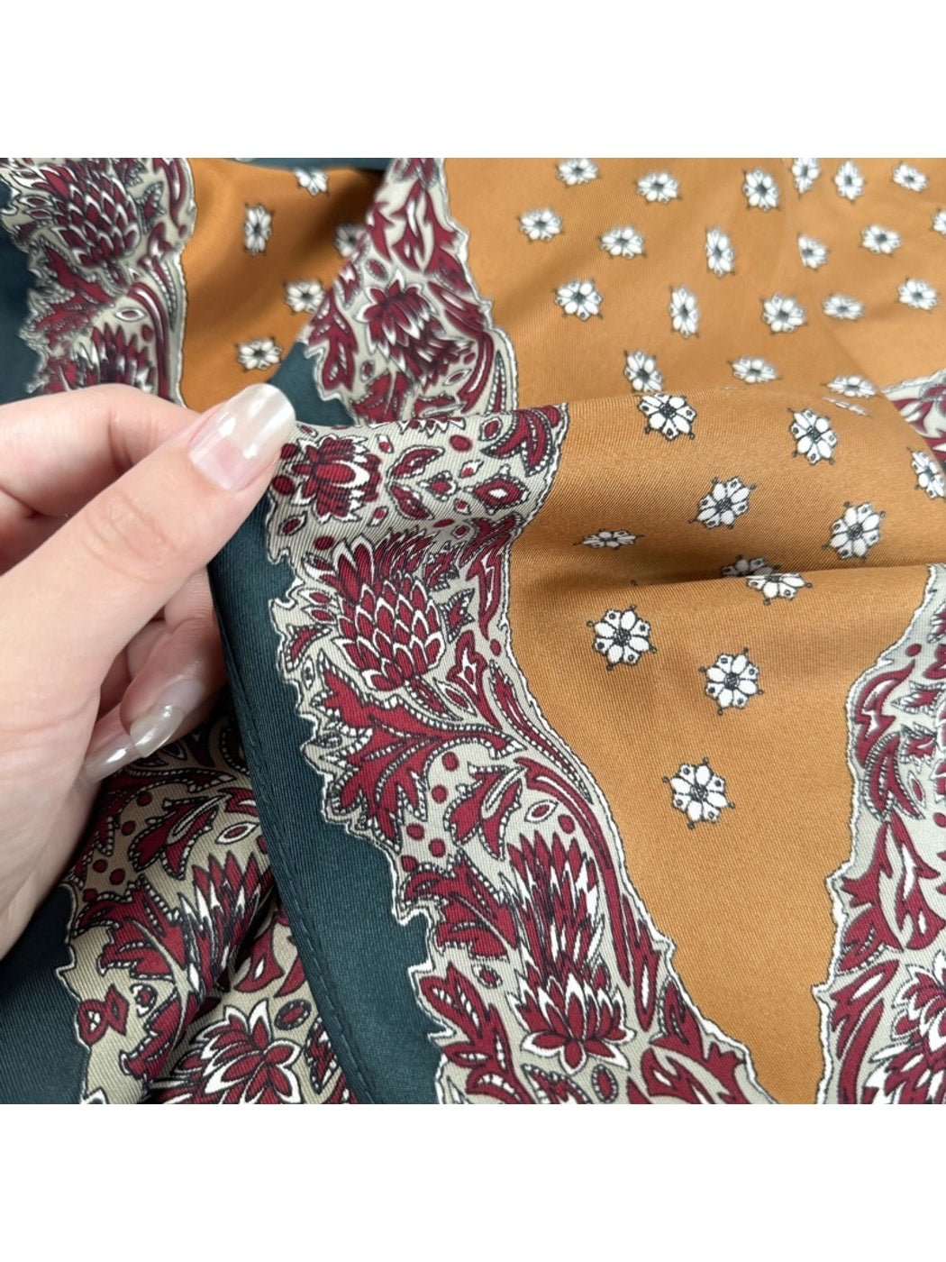 Scarvii - Paisley Border Print Triangle Scarf