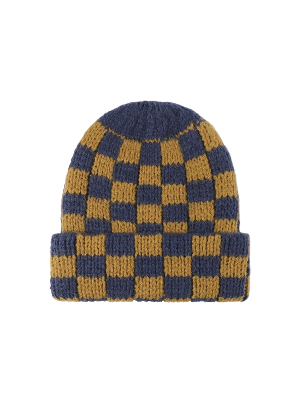 Haila - Checkerboard Knit Cuffed Beanie