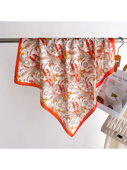 Scarvii - Square Scarf with Feather & Floral Print