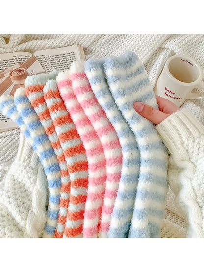 Rufia - Sweet Plush Striped Crew Socks