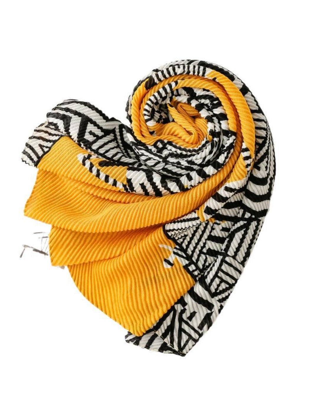 Scarvii - Yellow Zebra Print Crinkle Scarf