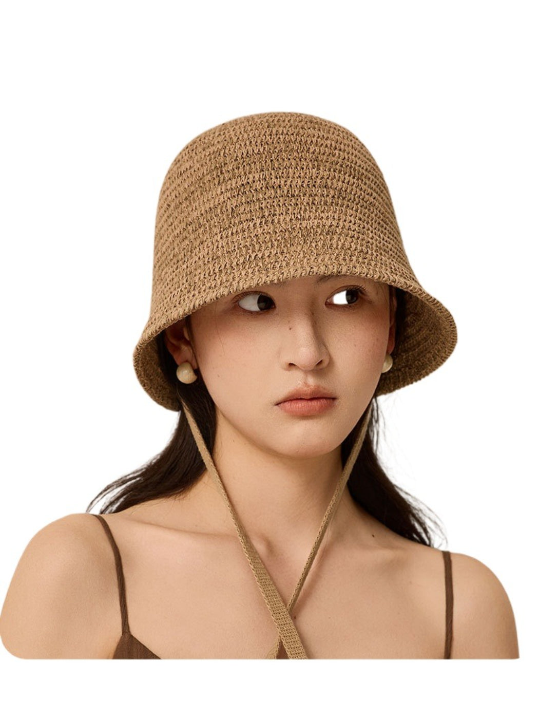 Haila crochet curve brim hat folded slightly to show flexibility and texture