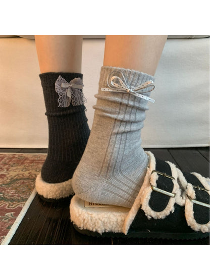 Rufia - Lace Bow Ribbed Socks