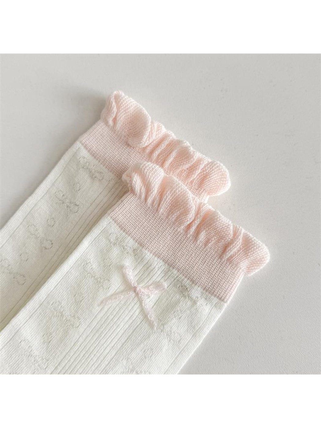 Rufia - Bow Pattern Openwork Casual Crew Socks