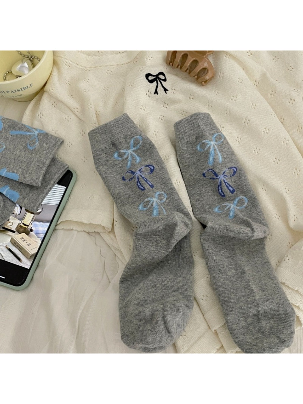 Rufia - Bow Pattern Crew Socks