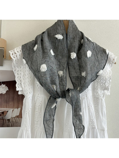Scarvii - Pom Pom Sheer Triangle Scarf