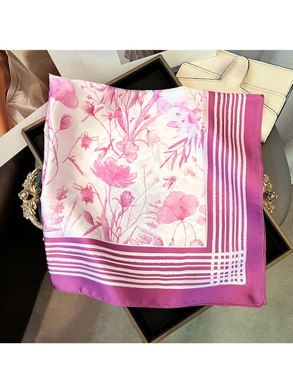 Scarvii - Fresh Floral Pattern Fashion Square Scarf