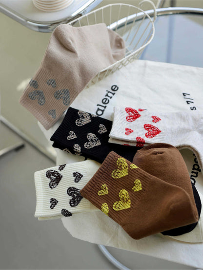 Rufia - Sketch Heart Motif Crew Socks