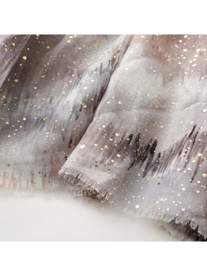 Scarvii - Gold Foil Gradient Scarf with Cloud Print