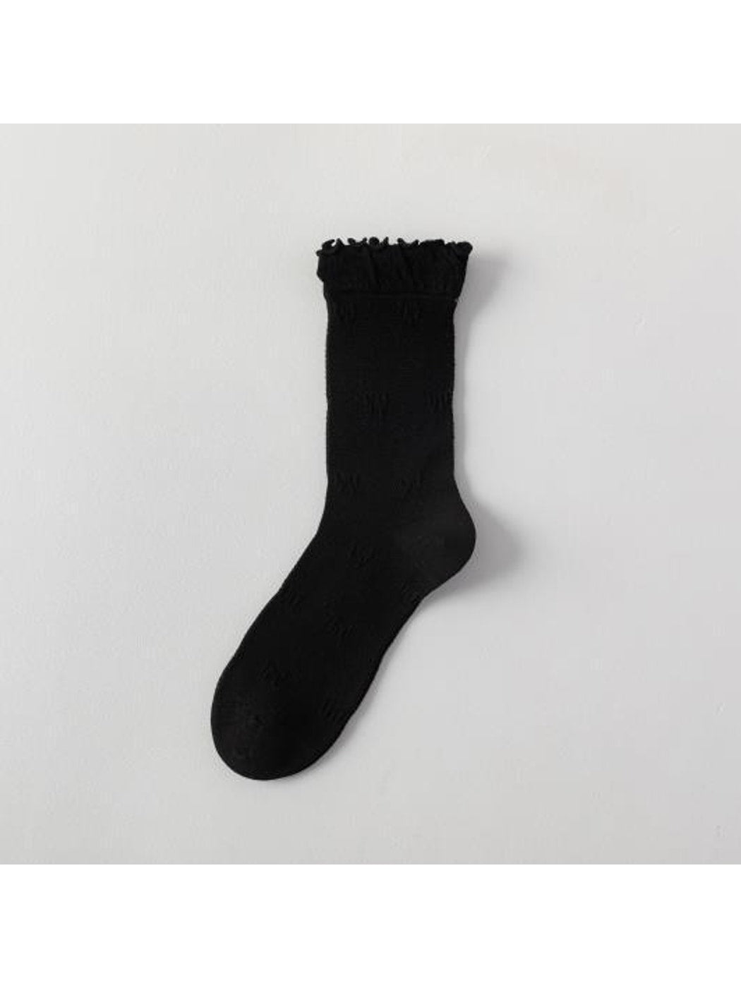 Rufia - Muted Solid Color Ruffle Crew Socks