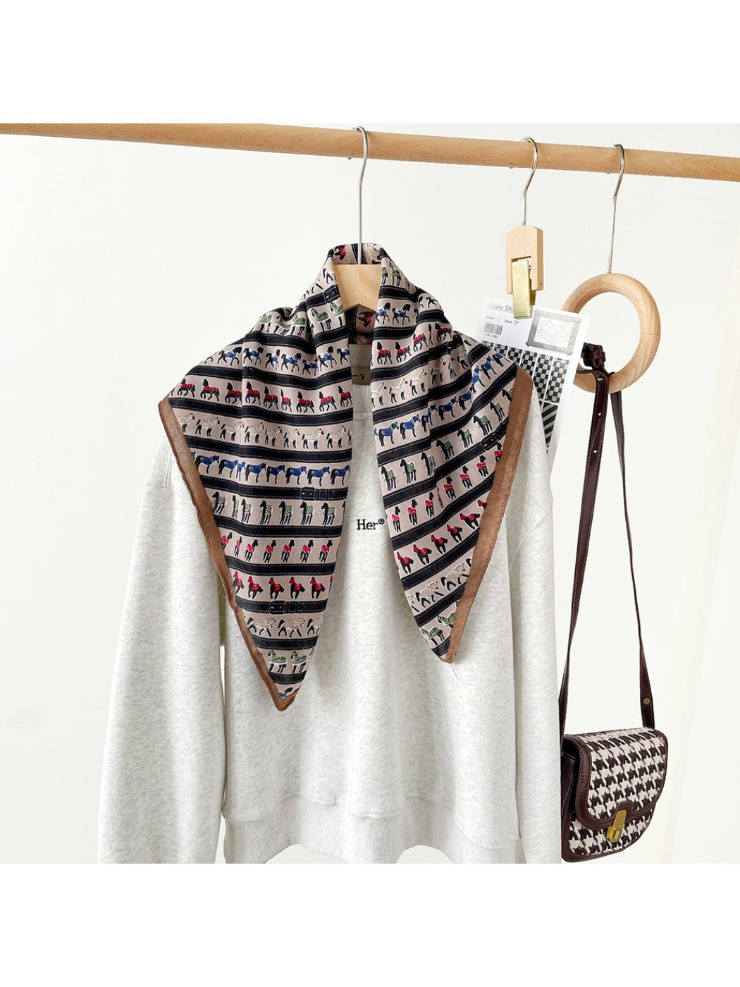 Scarvii - Stripe Animal Print Square Scarf